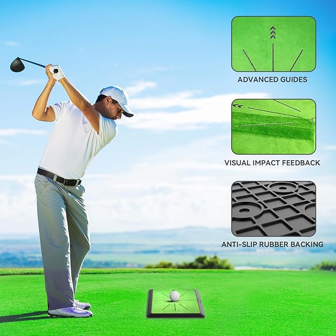 Golf Hitting Mat, Golf Training Mat for Swing Path Feedback Detection Batting,Extra Replaceable Golf Practice Mat, Golf Gifts for Men Women for Home Indoor Outdoor