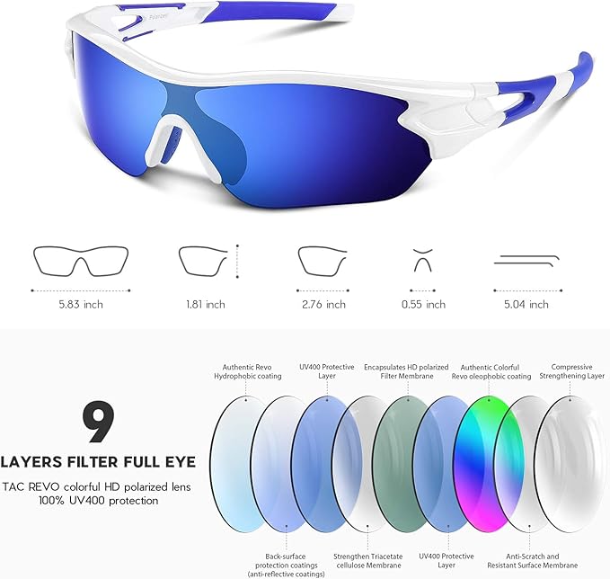 BEACOOL Polarized Sports Sunglasses for Men Women Youth Baseball Cycling Running Driving Fishing Golf Motorcycle TAC Glasses