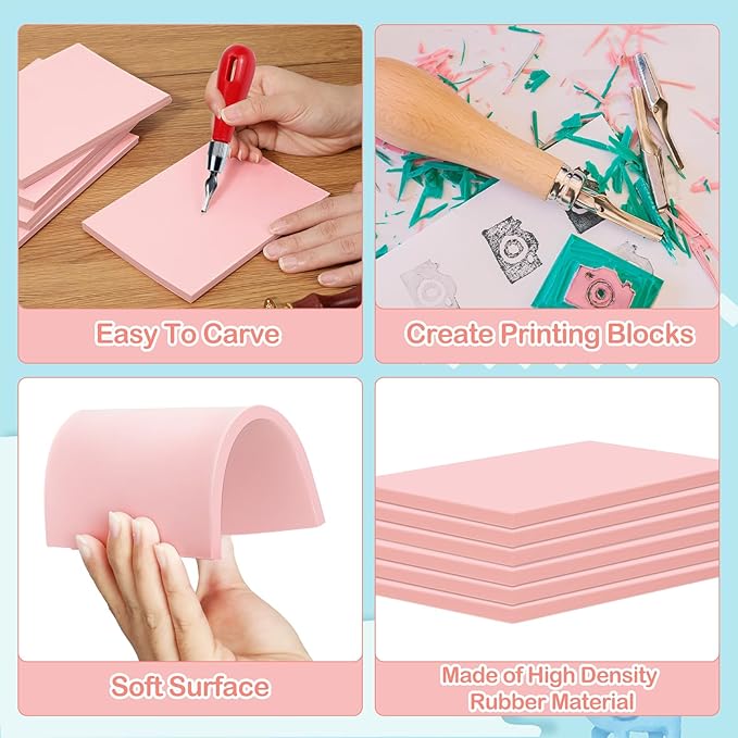 Frienda 50 Pack Rubber Carving Blocks 4 x 6 Inch, Rubber Stamp Carving Blocks - Image 3