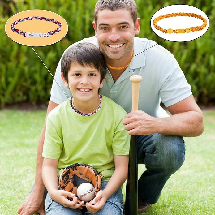 4 Pieces Baseball Necklaces for Boys,Three Braided Rope Tornado Sports Titanium Necklaces,Christmas Gifts Baseball Accessories Drip