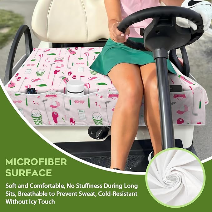 Golf Cart Seat Covers Club Car Golf Cart Accessories 4 Pockets Golf Carts Seat Towel Blanket for Men Women Golf Cart Decor