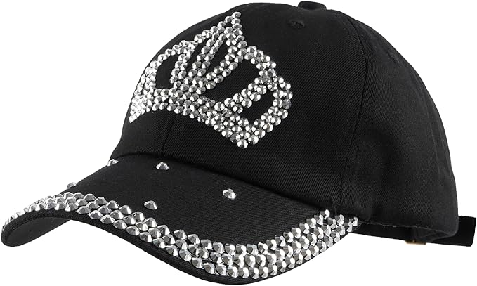 Hoce Fashion Rhinestone Denim Baseball Cap Studded Bling Hat for Women