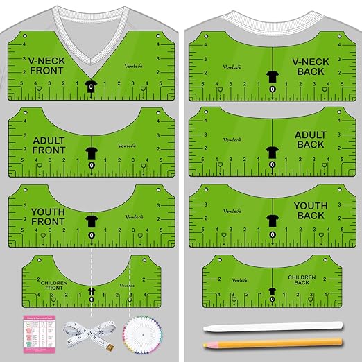 Vowlove Tshirt Ruler Guide for Vinyl Alignment: T Shirt Ruler to Center Design by Vowlove