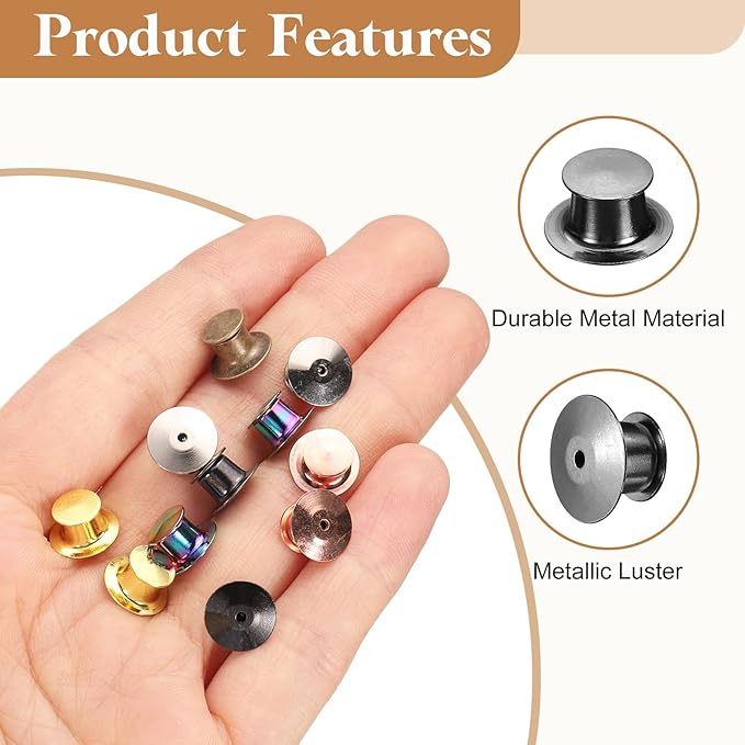 uxcell 30Pcs Metal Locking Pin Backs, Pin Keepers Locking Clasp Flat Head Clamp - Image 3