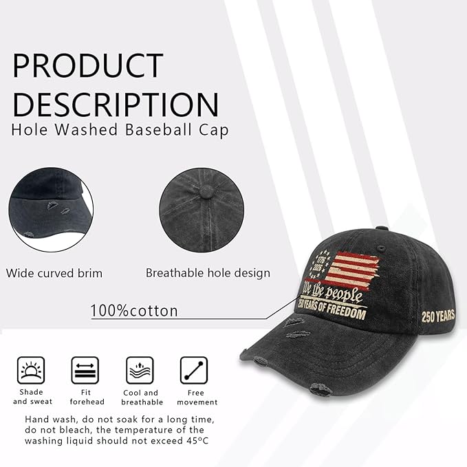 U.S. 250th Anniversary 250 Years Freedoms 1776-2026 Baseball Hats Funny