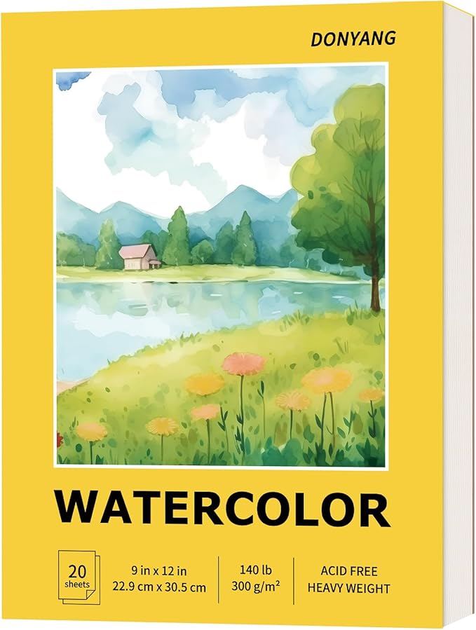 Watercolor Paper Pad, 20 Sheets Artist Drawing Sketch Book, 140lb/300gsm Art by Donyang