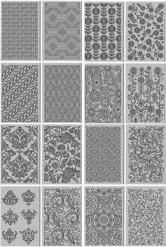 CHGCRAFT 16 Sheets Artistic Flowers Clay Texture Mat Geometric Pattern Polymer by chgcraft