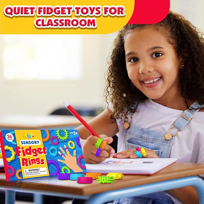 Sensory Toys Fidget Rings for Kids 36Pack: Anxiety Rings for Stress - Image 5