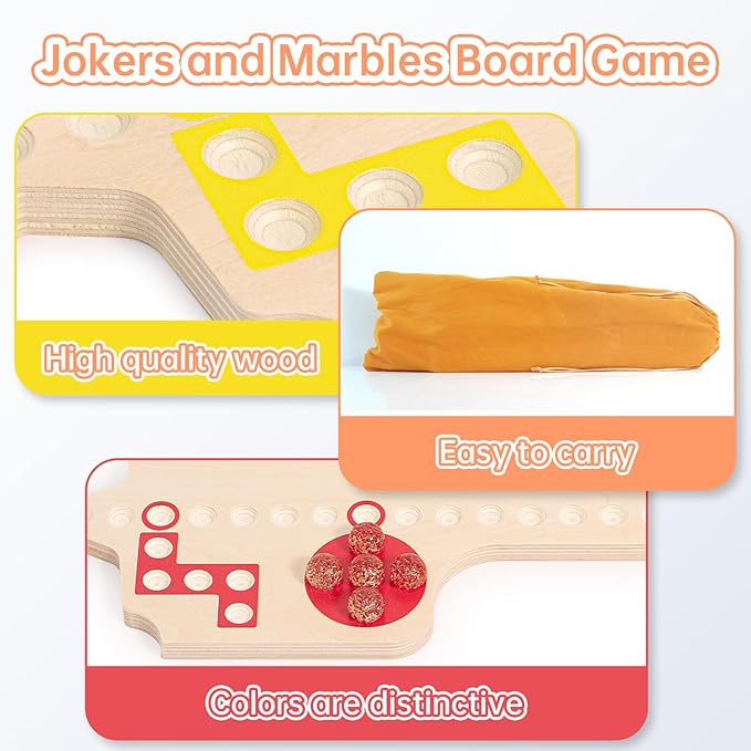 Jokers and Marbles Board Game, Wooden Marble Game - Image 6