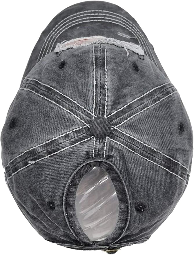 Women American Flag Ponytail Hat, Embroidery Adjustable Washed Distressed Messy Bun Baseball Cap …