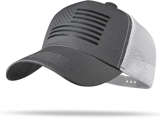 American Flag Trucker Hat - Snapback Hat, Baseball Cap for Men Women - Breathable Mesh Side, Adjustable Fit - for Casual Wear