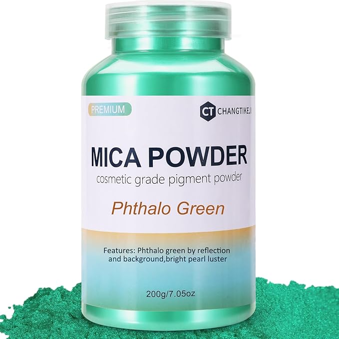 Mica Powder, 7.05OZ（200g）, Phthalo Green Mica Powder Pigment by CHANGTIKEJIWelcomeYouOrder