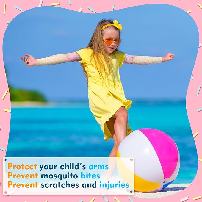 JaGely 16 Pairs Ice Cream Arm Sleeves for Kids UV Sun Protection Football Basketball Baseball Compression Long Sleeves Youth