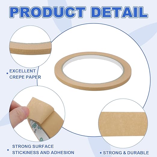 MECCANIXITY Masking Tape 0.2 Inch x 21 Yard Painter's Tape Brown Paint Tapes - Image 3