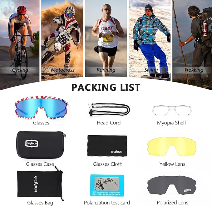Sports Sunglasses Cycling Glasses Pink Polarized Glasses Baseball glasses with 3 lenses,Fishing,Ski Running Golf