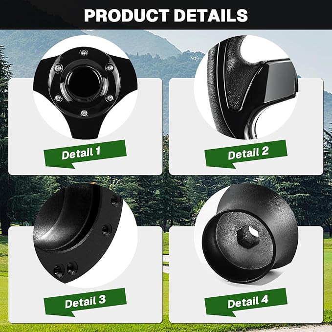 Golf Cart Steering Wheel and Golf Adapter for CLUB CAR PRECEDENT Bundle-(5156BLACK)