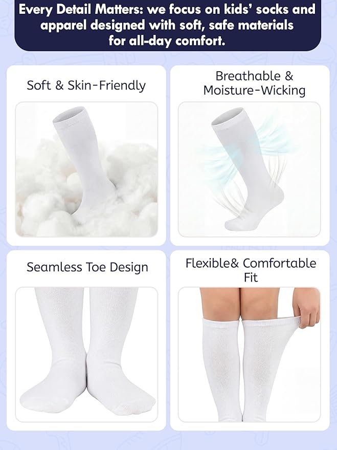 American Trends Kids Toddler Soccer Socks Youth Baseball Softball Football Socks Knee High Accessories for Girls
