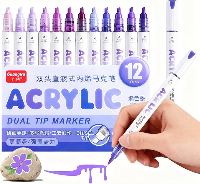 kander 12 Colors Dual Tip Acrylic Paint Markers, Coloring on Wood, DIY Crafts by Unknown