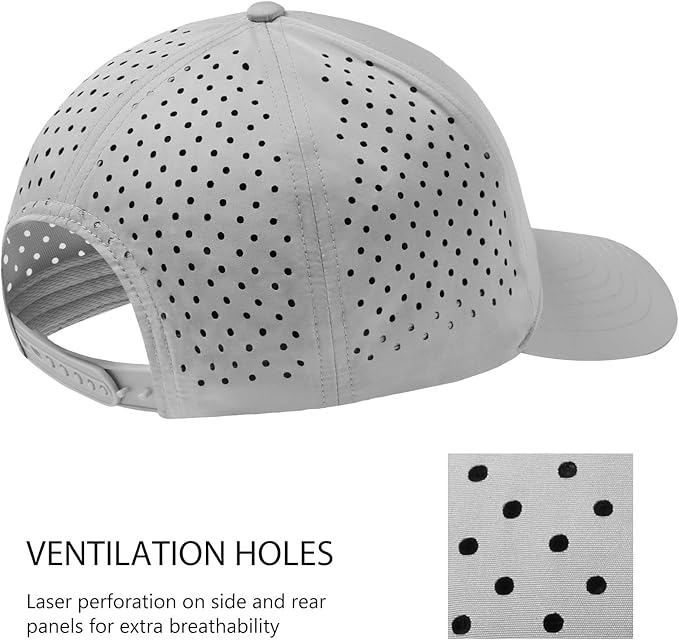 BASSDASH UPF 50+ Quick Dry Baseball Cap Water Resistant Laser Cut Mesh Snapback Hat for Men Women Fishing Hiking FH14