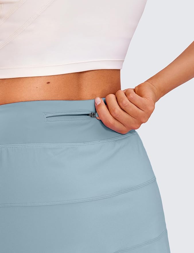 CRZ YOGA High Waisted A line Golf Skirts for Women - Mini Lined Tennis Casual Work Skorts with 3 Pockets