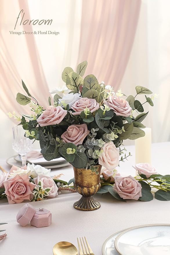 Floroom Artificial Flowers 25pcs Real Looking Shabby Blush Foam Fake Roses - Image 4