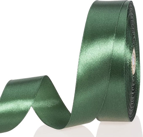 1 Inch Dark Green Solid Satin Ribbon, 50 Yards Craft Fabric Ribbon by YASEO