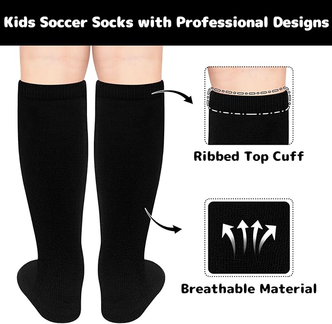Olreco 1 Pack Toddler Kids Youth Soccer Socks Girls Boys Baseball Socks Youth Knee High Softball Football Accessories Cotton