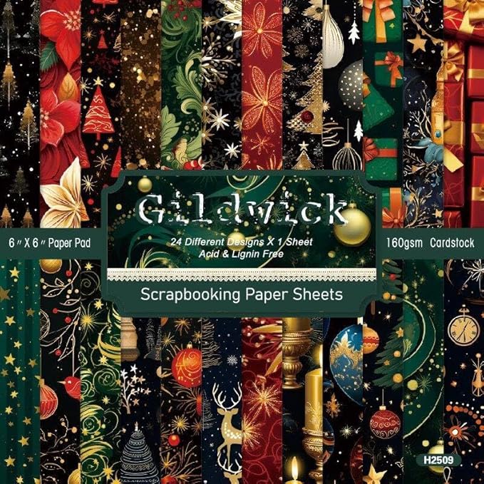Chritmas Scrapbook Paper Ballon Ribbon Festival Patterned Paper 6×6, 24 Sheets by iKammo