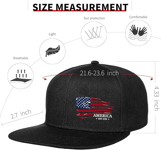 Snapback Hats for Men Flat Bill Hats for Men Black SkullHat Flat Brim Hat Fitted Hats Baseball Caps