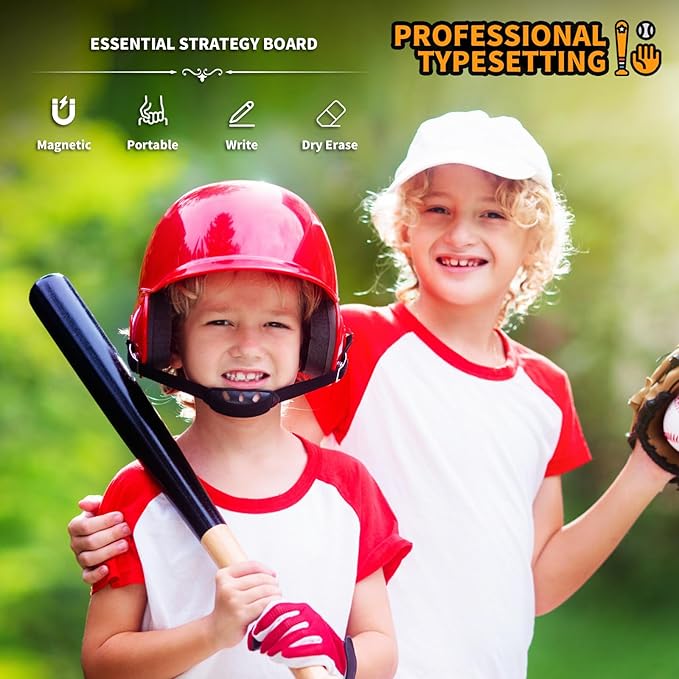 Magnetic Baseball Lineup Board,Baseball Dry Erase Board for Coaches,Softball Coaching Accessories,Baseballs Lineup Cards, Baseballs Clipboard for Coaches with 30 Cards