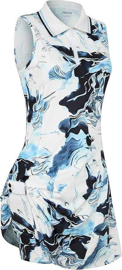 Womens Sleeveless Golf Tennis Dresses with Inner Shorts＆Pockets for Workout Exercise