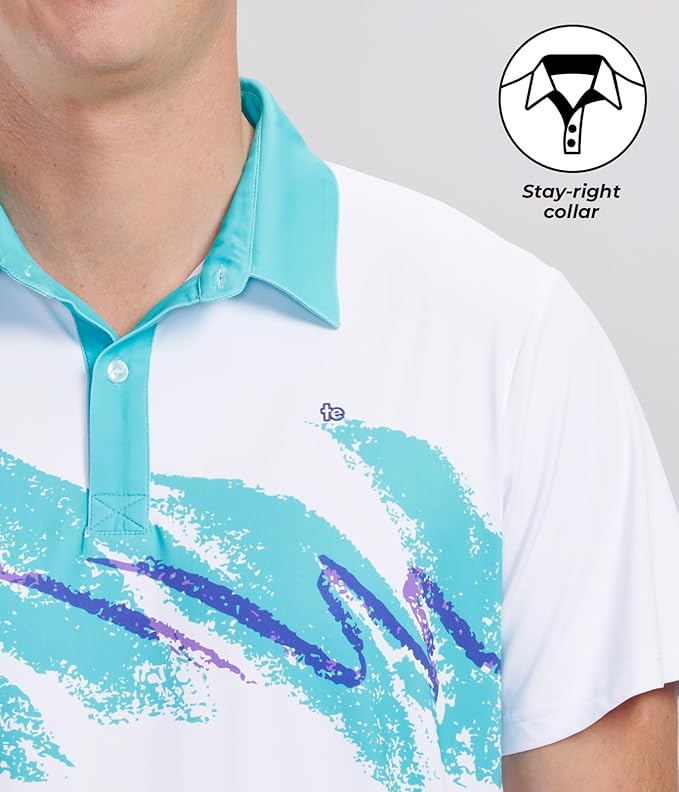 Tipsy Elves Men's Performance Golf Shirt - 4-Way Stretch, Quick Dry, Athletic Cut - Golf Polo