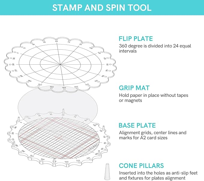 CYFUN DESIGN 9.5inch/24cm Rotating Stamping Platform Stamp & Spin Tool - Image 5
