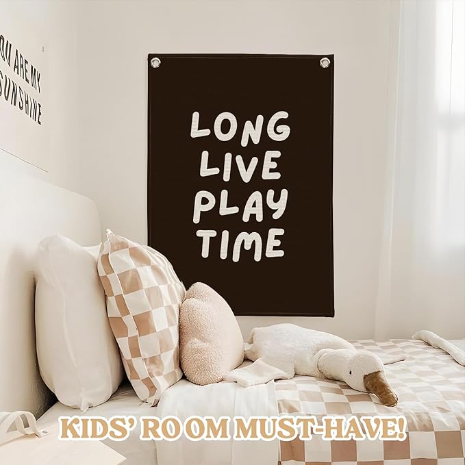 Playroom Decor, Play Room Wall Decor, Long Live Playtime Linen Banner, Baby - Image 5