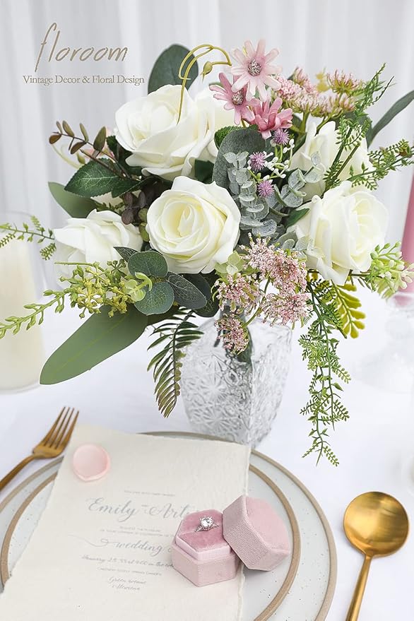 Floroom Artificial Flowers 20pcs Real Looking Ivory High-Centered Foam Fake - Image 4