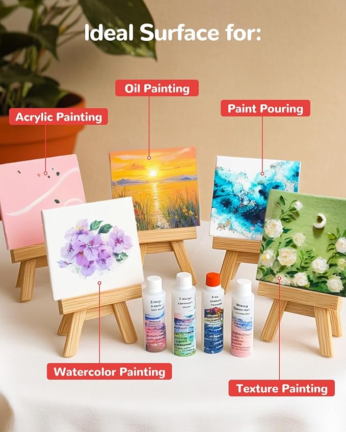 Mini Canvas Boards for Painting 36 Pack, 4x4 Inch Canvas Panels, 100% Cotton - Image 3