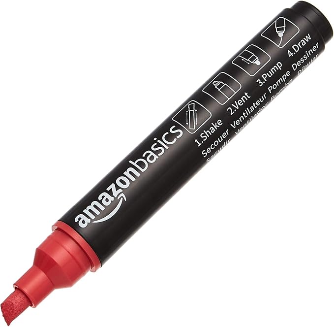 Amazon Basics Bullet/Chisel Reversible Tip Chalk Markers, Bold Point, Bright - Image 3