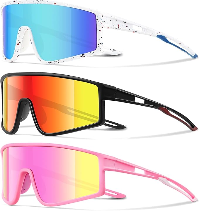 3 Pack Kids Sunglasses Youth Baseball Polarized Sun Glasses Sports Cycling Running for Boys Girls UV Protection
