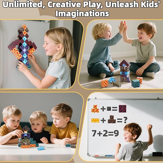 Magnetic Blocks, Magnet Blocks Build 3D World Stacking Toys, STEM Sensory - Image 6