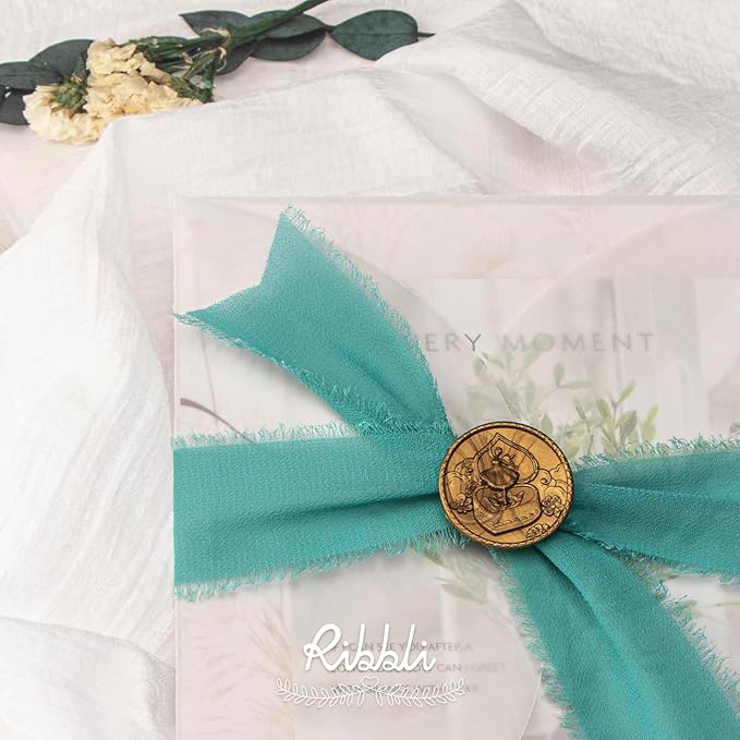 Ribbli Teal Chiffon Silk Ribbon - Image 2