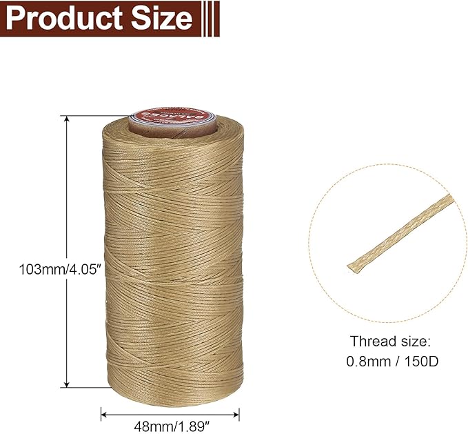 uxcell Flat Leather Sewing Waxed Thread, 270m / 295 Yards Polyester Wax String - Image 2