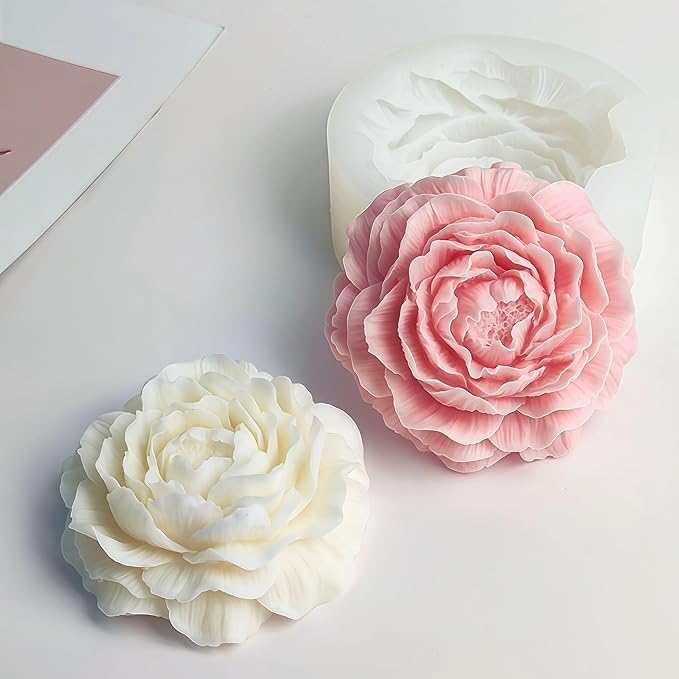 2PCS Peony Rose Flower Candle Silicone Mold Resin Soap Clay Chocolate Jelly - Image 6