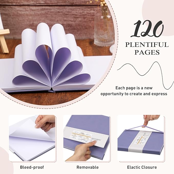 Moinchore Back to School Gifts Square Sketchbook 8 x 8 Inch Hardcover Art - Image 3