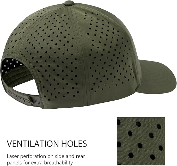 BASSDASH UPF 50+ Quick Dry Baseball Cap Water Resistant Laser Cut Mesh Snapback Hat for Men Women Fishing Hiking FH14