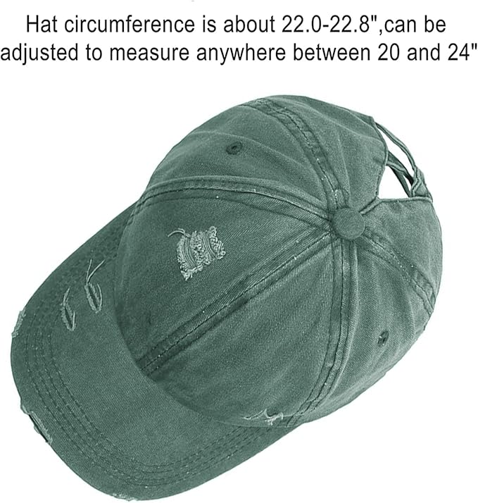 Womens Criss Cross Ponytail Baseball Cap Distressed Ponytail Hat High Messy Bun Trucker Ponycap for Outdoor Sports