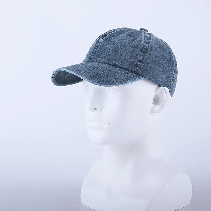 LANGZHEN Unisex Baseball Cap 100% Cotton Fits Men Women Washed Denim Adjustable Dad Hat