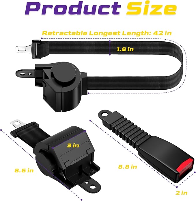 Golf Cart Seat Belt Kit, Retractable Golf Cart Seat Lap Belt Non-Slip, Soft Padding, One Click Fastening, Universal Front and Rear Golf Cart Seat Belts for Club Car EZGO Yamaha Go-Kart ATV UTV