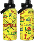 Softball Gift Water Bottle With Lid, 32oz Insulated Stainless Steel Sport Bottles - Softball Players Fan Coach