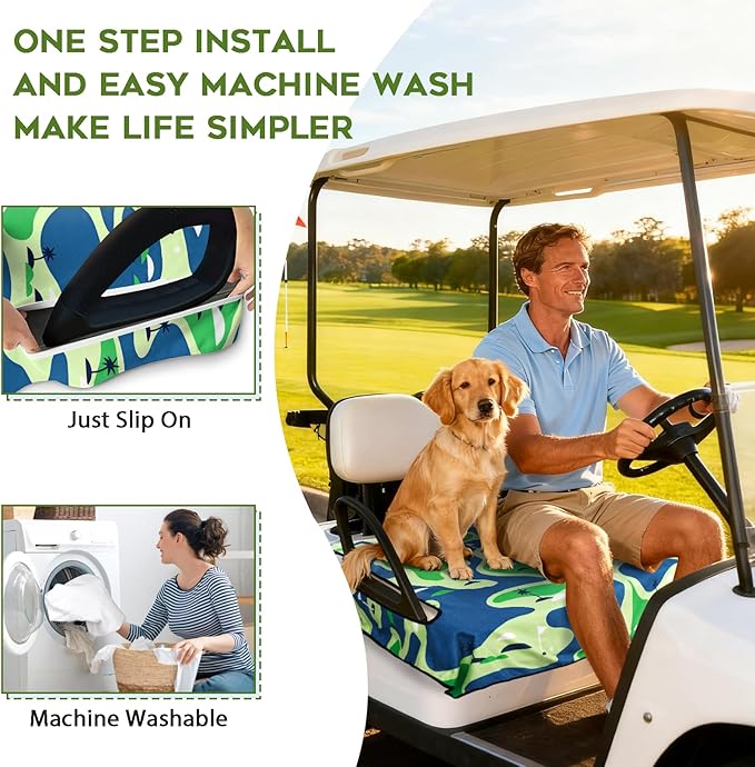 Golf Cart Seat Covers Club Car Golf Cart Accessories for Men Women Golf Carts Seat Towel Blanket 2-Seat Golf Cart Decorations