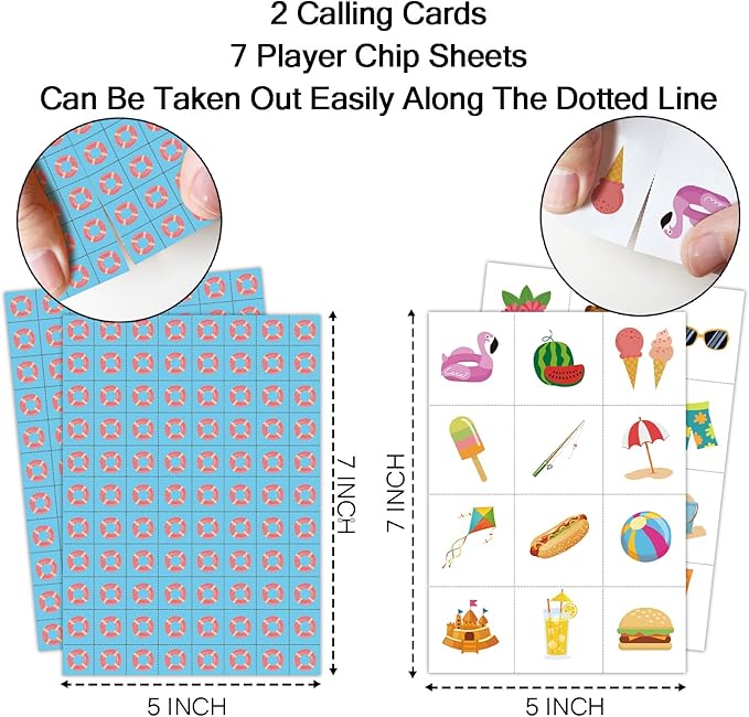 Summer Party Bingo Game Cards, Hawaiian Bingo Card - Image 2